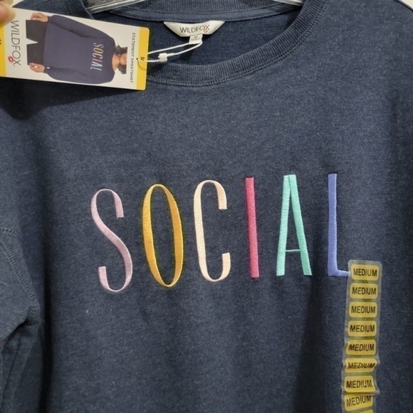 Wildfox SOCIAL Crew Neck Top Fall Lounge Soft Cozy Bohemian Rainbow - Picture 5 of 13